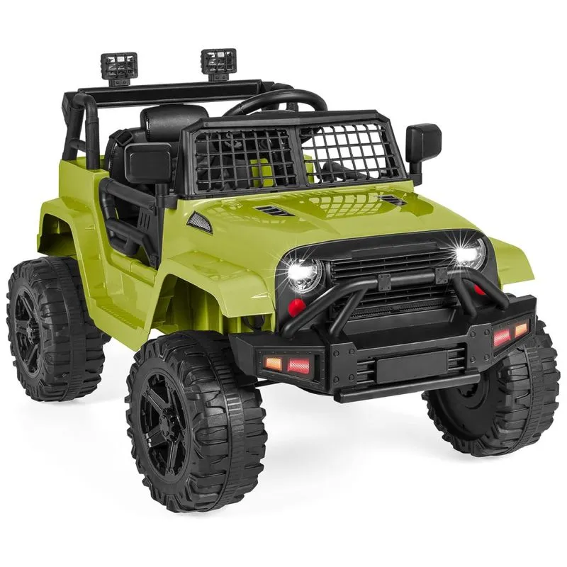 Caminhão Infantil Elétrico 12v Da Best Choice Products Com Controle Remoto Para Pais, Suspensão De Molas, Luzes Led E Entrada Aux - Verde