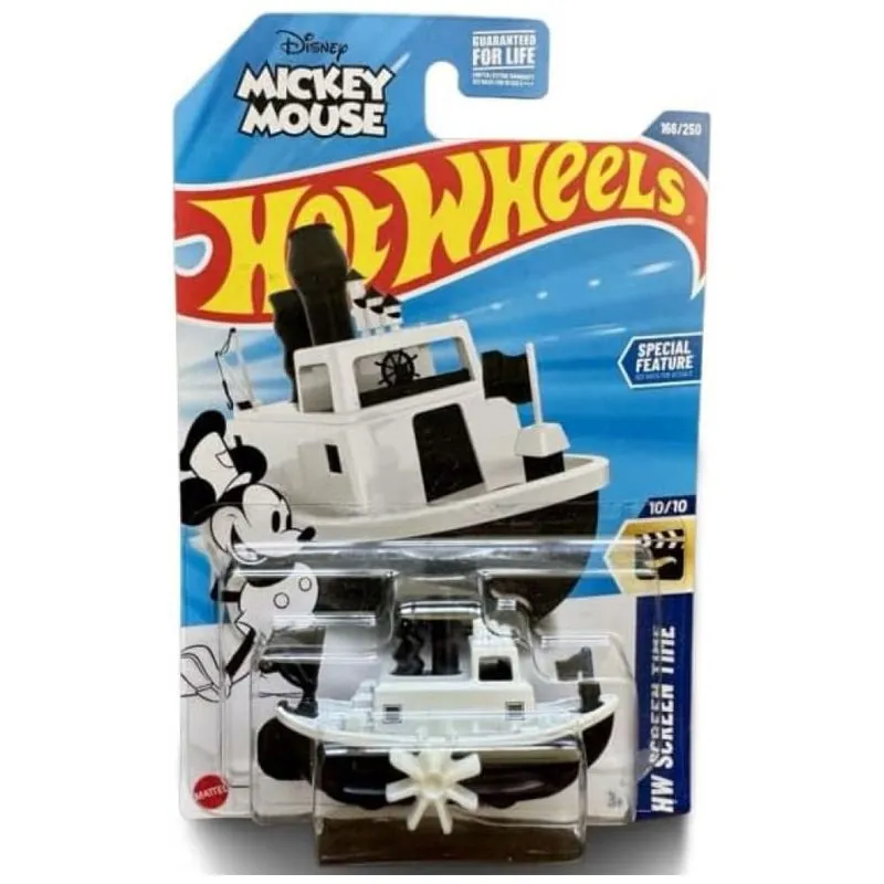 Hot Wheels Steamboat William Preto e Branco, Série Screen Time 1010, Escala 1:64 Carro Diecast,Mattel