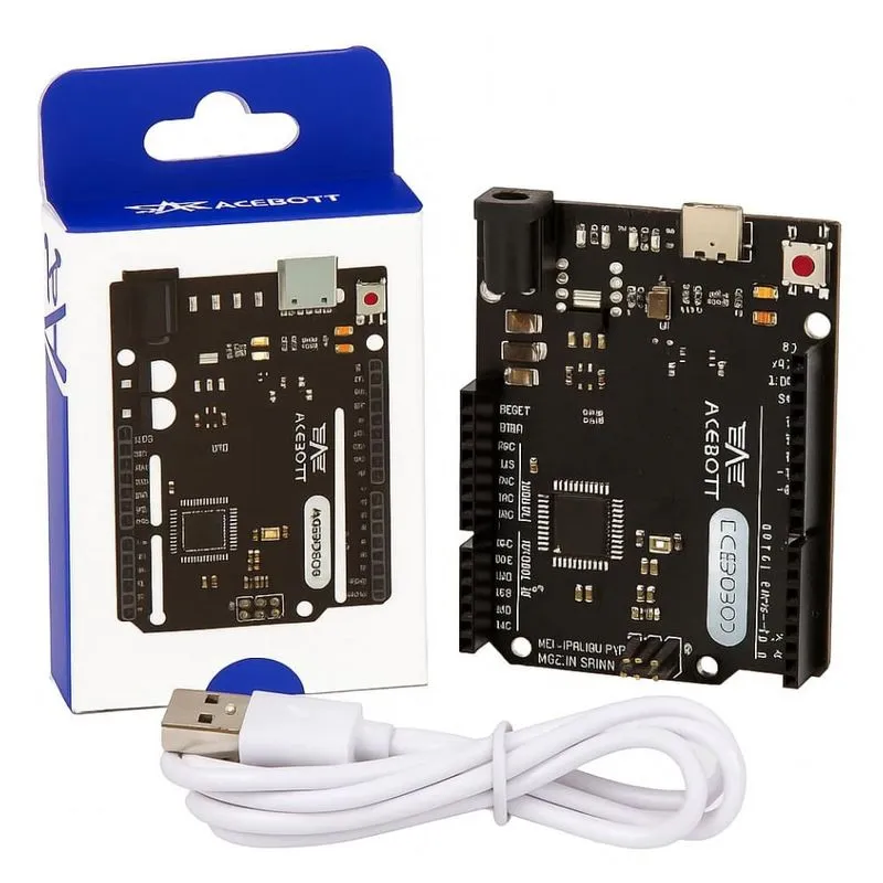 Placa microcontroladora ACEBOTT Leonardo R3 QA016 ATmega32u4 USB tipo-C 5V compatível Arduino IDE para prototipagem