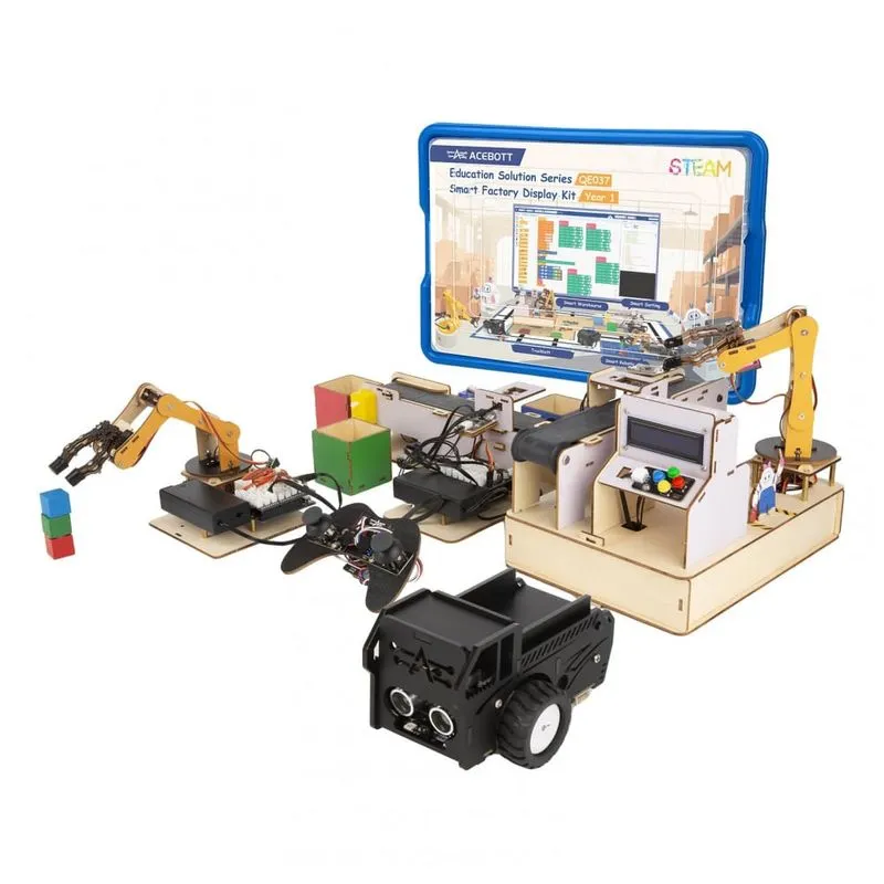 Kit fábrica inteligente 3 em 1 ACEBOTT QE037 ESP32 com TruckBott 2 em 1 para programação IoT em Arduino e Scratch