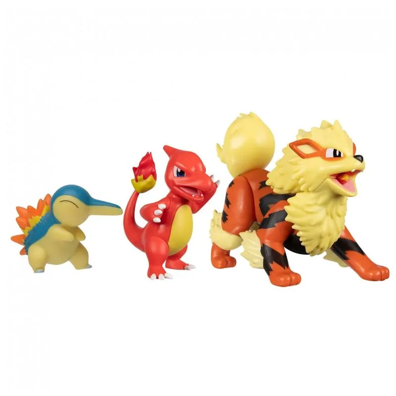 Jazwares Pokémon Battle Pack: Figuras Arcanine, Charmeleon e Cyndaquil 7,6cm - Tema Fogo Exclusivo