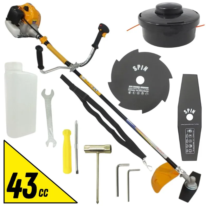 Roçadeira Profissional Vulcan Vr430h 2t 43cc 1,7hp Alta Potência Ideal Para Mato Alto + Disco Circular 8 Pontas Furo 25mm Tamanho 200mm