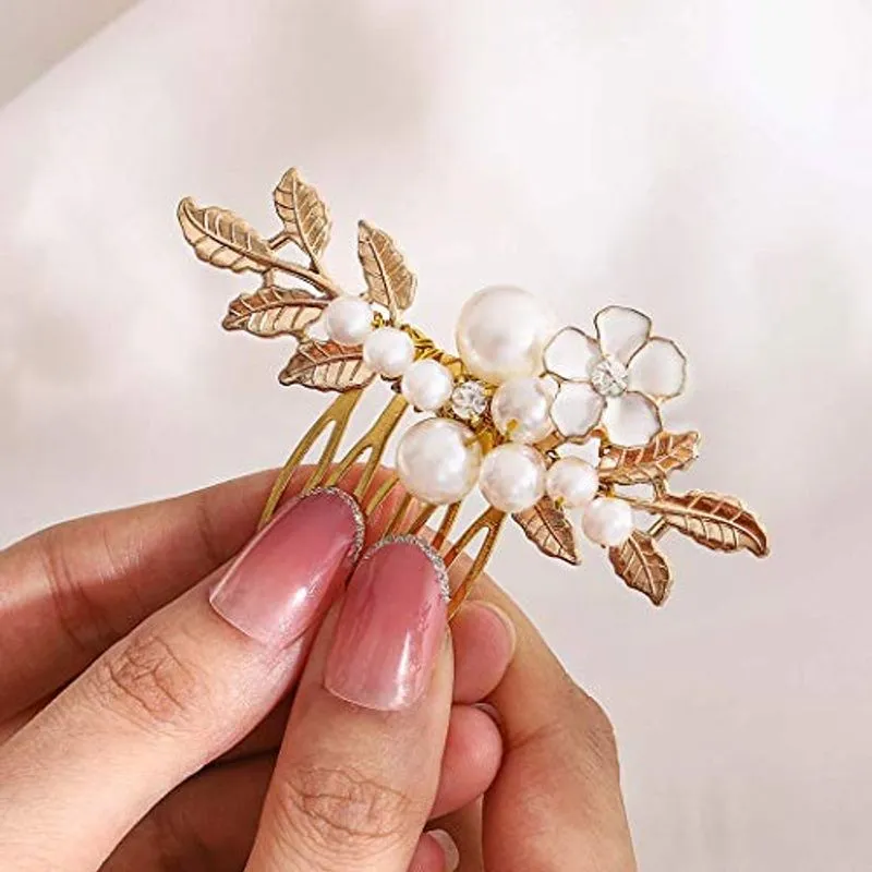 Deladola Casamento Nupcial Pentes De Cabelo Folha De Ouro Pentes Laterais Fl