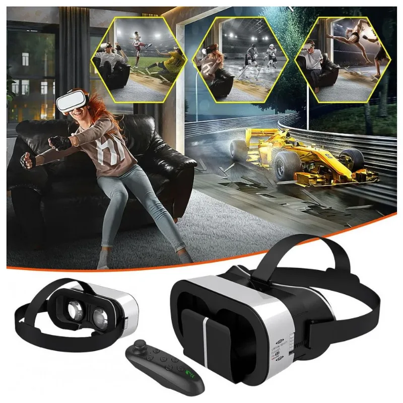 Oculos Vr Realidade Virtual 3d Com Controle, Crazypig, Branco