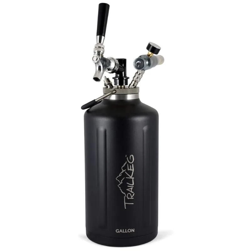 Trailkeg Chopeira Portátil 5l Com Torneira E Regulador De Co2, Aço Inoxidável, Preta