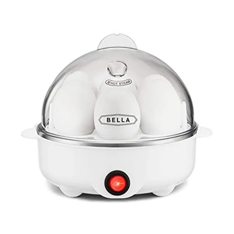 Bella 17284 Panela, Caldeira Rápida, Fabricante de Caçadores De até 7 Ovos Cozidos Grandes, Caça Furtiva e Bandeja de Omelete Incluído, Pilha Única, Branco
