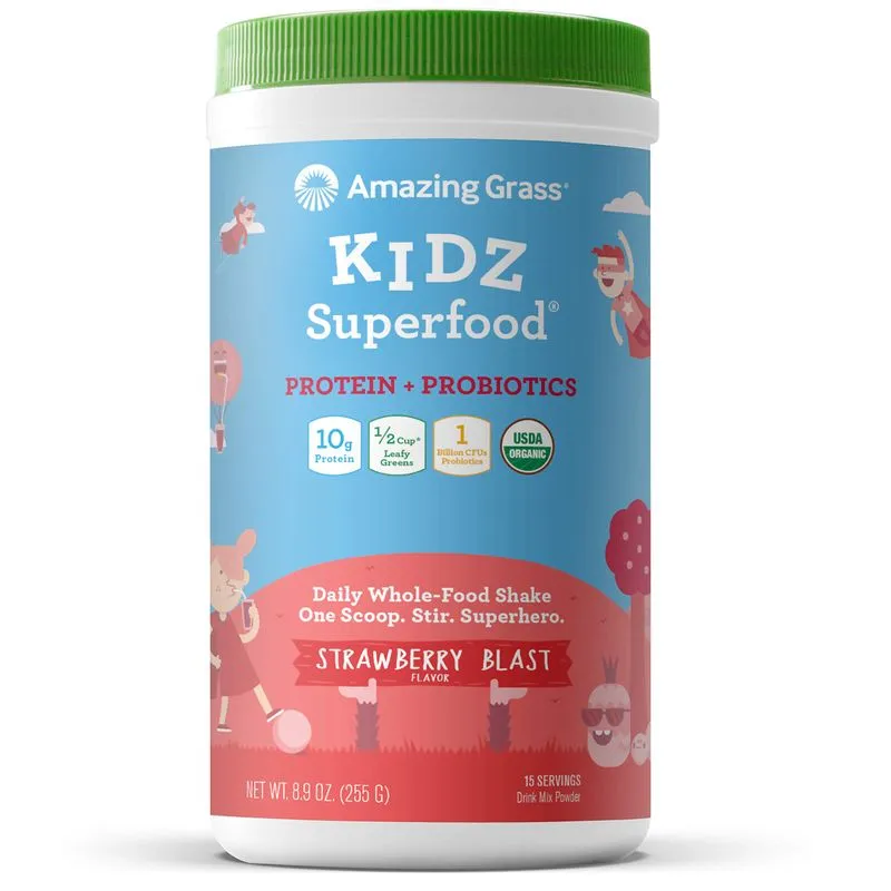 Suplemento Amazing Grass Kidz Superfood Strawberry 15 Porções