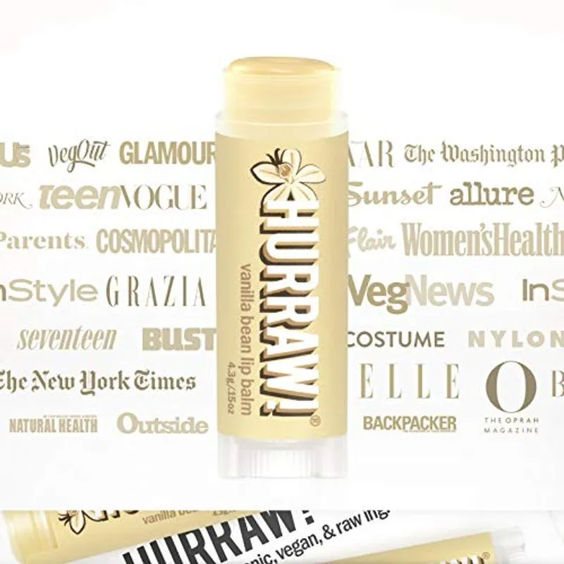 Hurraw, Hurraw! Baunilha Bean Lip Balm, 2 Pack: Orgânico, Vegano Certificado, Crueldade E Sem Glúten. Não Transgênicos, Ingredientes 100