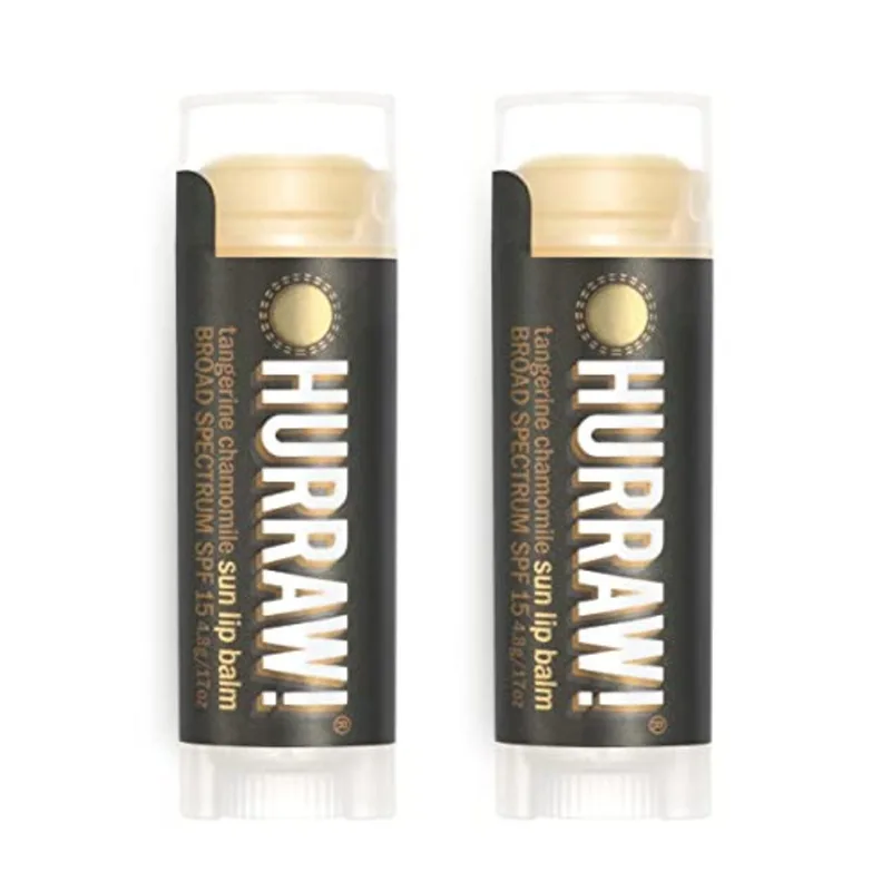 Hurraw, Hurraw! Sun Lip Balm (proteção De Óxido De Zinco, Spf 15, Tangerina, Camomila), 2 Pacote: Orgânico, Vegano Certificado, Sem Glú