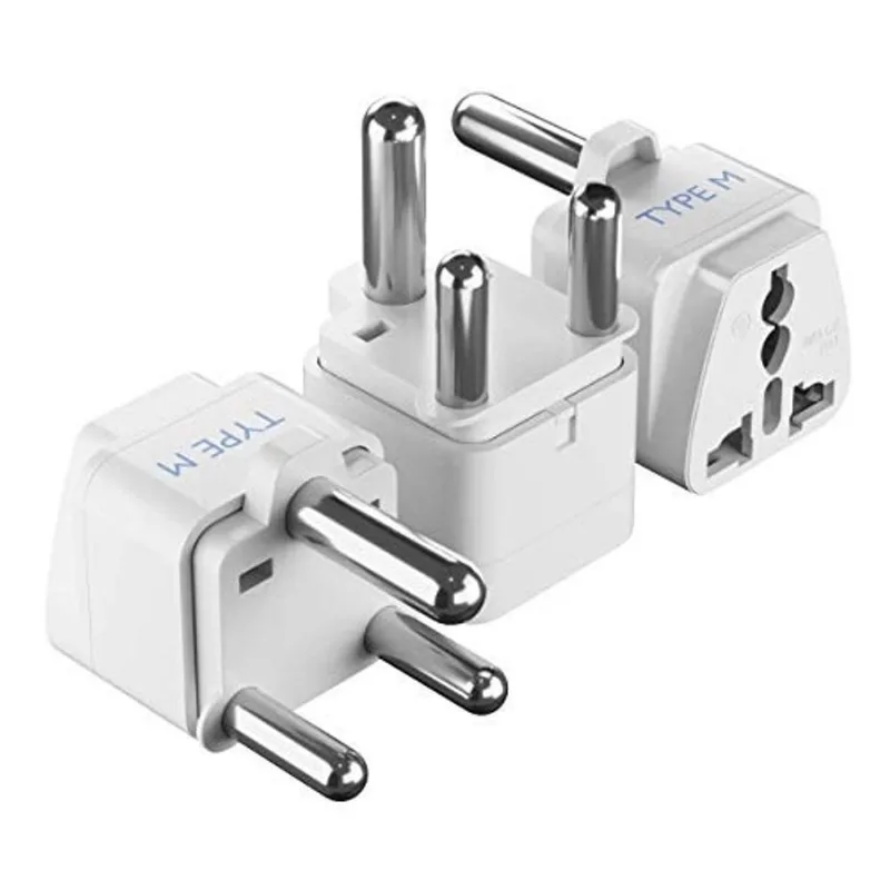 Adaptador Plug Viagem África Sul (Tipo m) - Conj. 3 pçs aterrado e universal