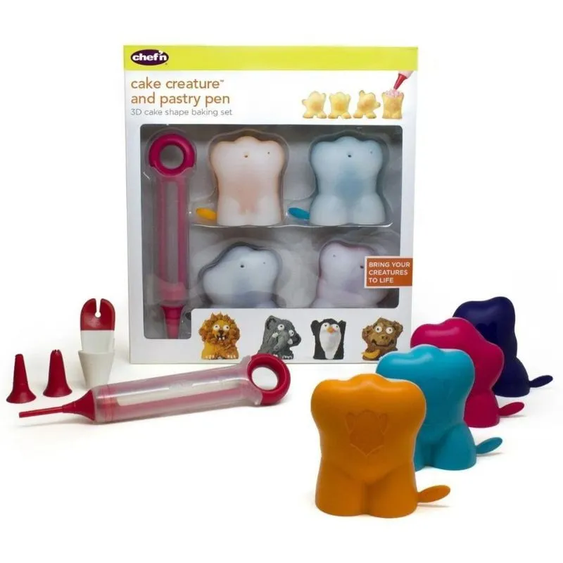 Kit 4 Moldes 3d Bolo Cupcake Com 1 Caneta Confeitar Chef'n