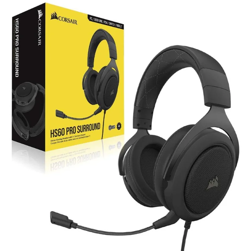 Headset Gamer Corsair Hs60 Pro 7.1 Virtual Surround Carbono
