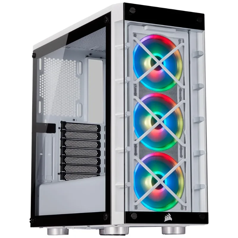 Gabinete Gamer Corsair iCUE 465X, Mid Tower, RGB, com FAN, Lateral e Frontal em Vidro, Branco CC-9011189-WW