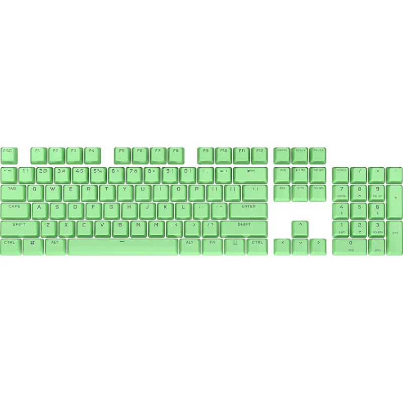 Corsair pbt Kit Mod de keycap pro keycap duplo - Keycaps pbt de shot duplo – Verde-menta – Linha inferior padrão – superfície texturizada – paredes de 1,5 mm de espessura – amortecedores o-ring