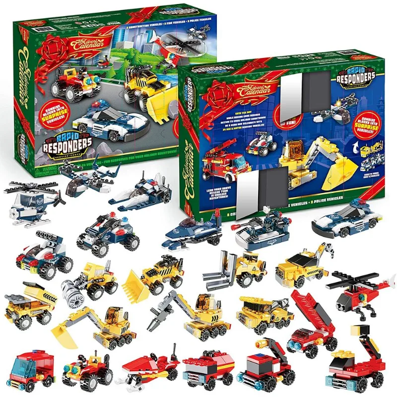 Calendário Joyin 2021 Advent Kids Christmas 24 Dias Countdown Calendar Brinquedos Para Crianças Com Blocos De Construção De Veículos