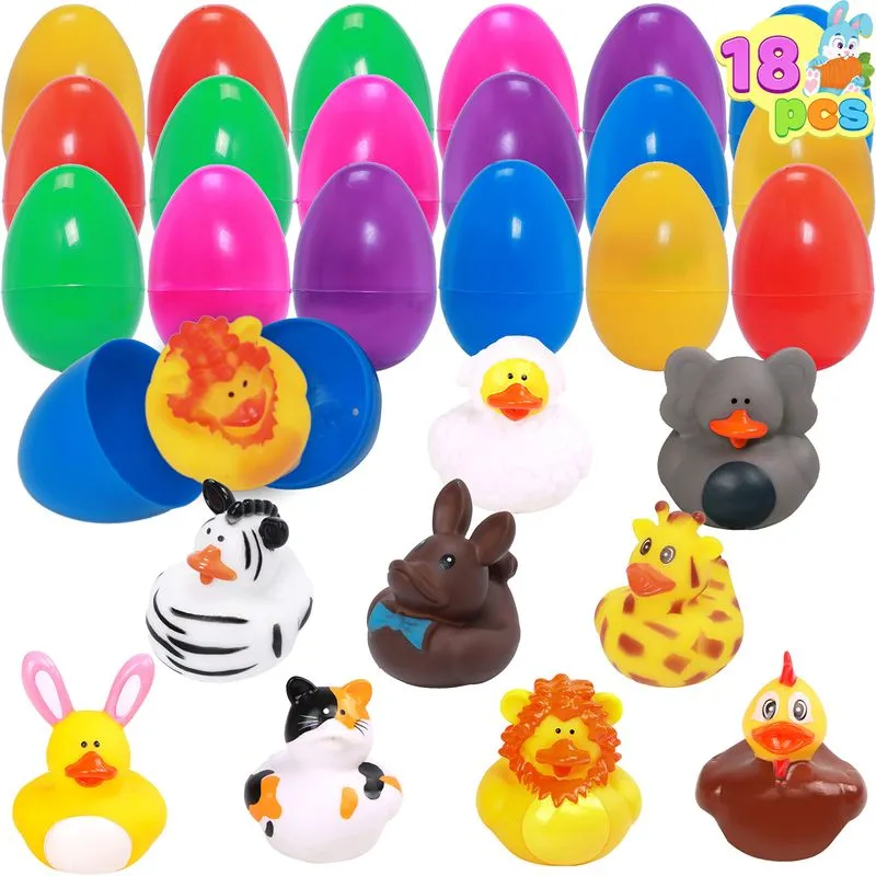 Ovo De Páscoa Recheado Com Patos De Borracha Animal Joyin 18 Unidades Para Crianças