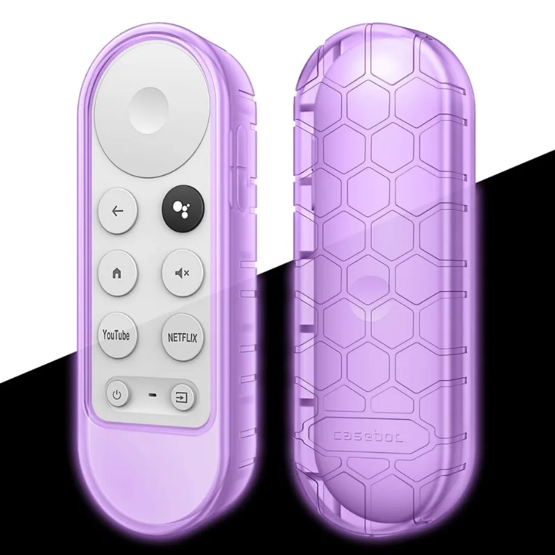 Capa protetora Fintie para Chromecast com controle remoto por voz do Google TV 2020 - Capa de silicone leve (antiderrapante) à prova de choque CaseBot para controle remoto de voz Chromecast 2020, bril
