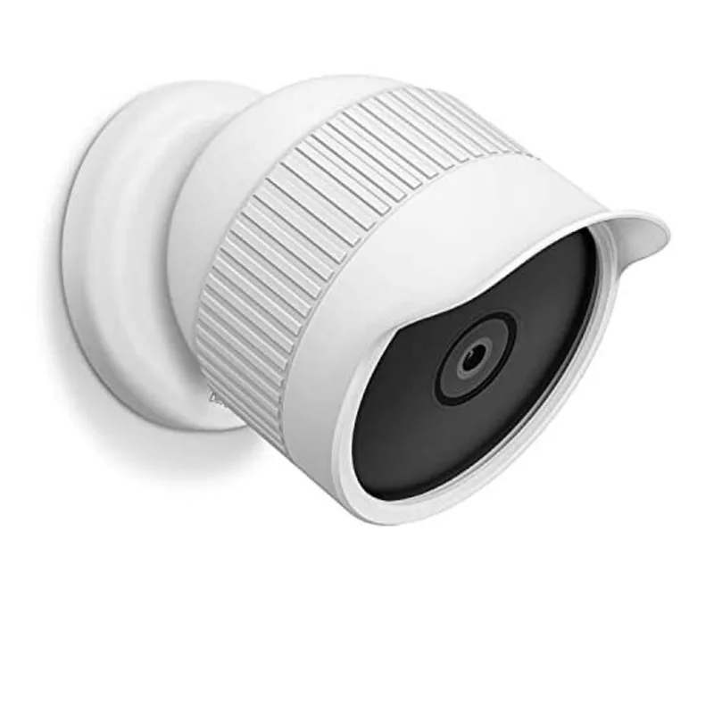 Capa de silicone Fintie compatível com Nest Cam para uso externo ou interno (bateria) 2021, capa camuflada protetora contra intempéries para câmera com bateria Nest Cam, branca