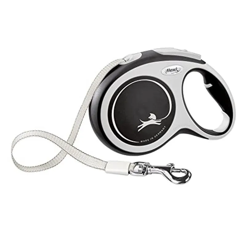 Flexi Nova coleira de cão retrátil de conforto (fita), para cães de até 132lbs, 26 pés, grande, cinza / preto