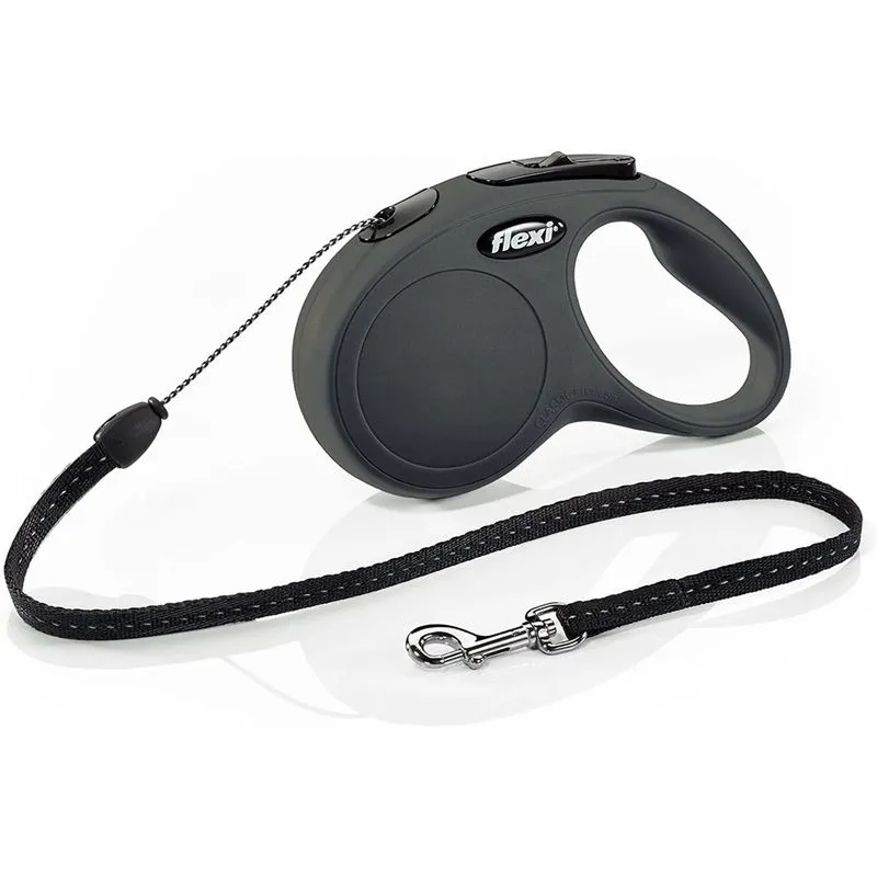 Flexi Nova coleira clássica retrátil de cachorro (cordão), 16 pés, pequeno, preto