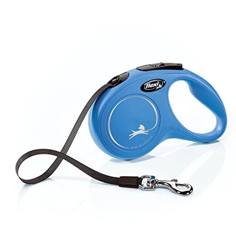 Coleira retrátil Flexi New Classic para cães (fita), 16 pés, pequena, azul