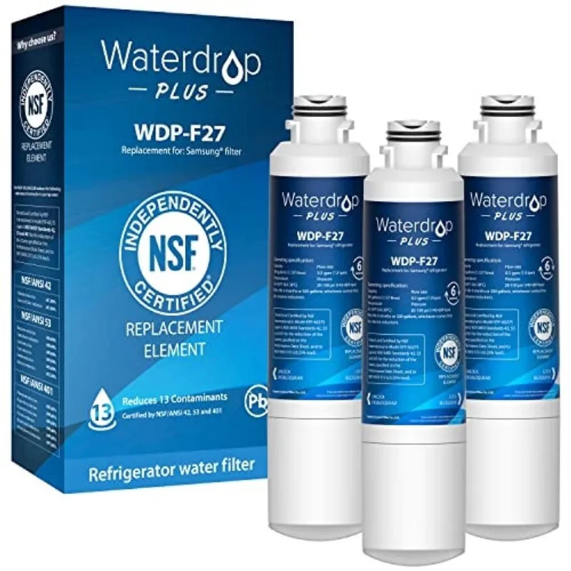 Waterdrop Plus DA29-00020B nsf 401&53&42 Filtro de água da geladeira certificada, substituição para Samsung DA29-00020B, DA29-00020A, haf-cin/exp, DA29-00020B-1, 3 Pack, Pacote Pode Variar