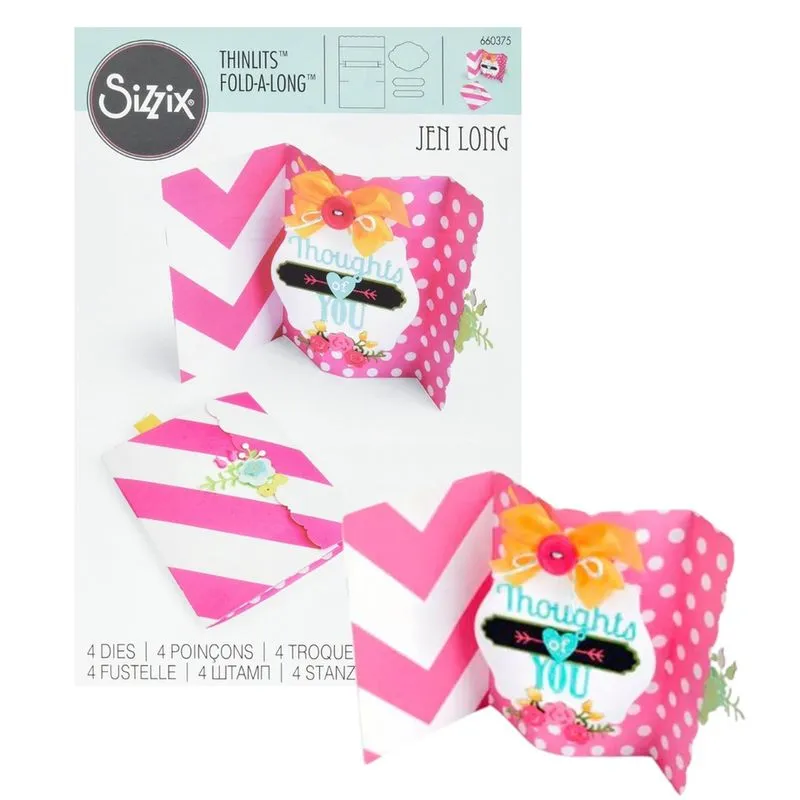 Facas de Corte Cartão Com Dobra Sizzix Thinlits Fold-a-long Jen Long 660375