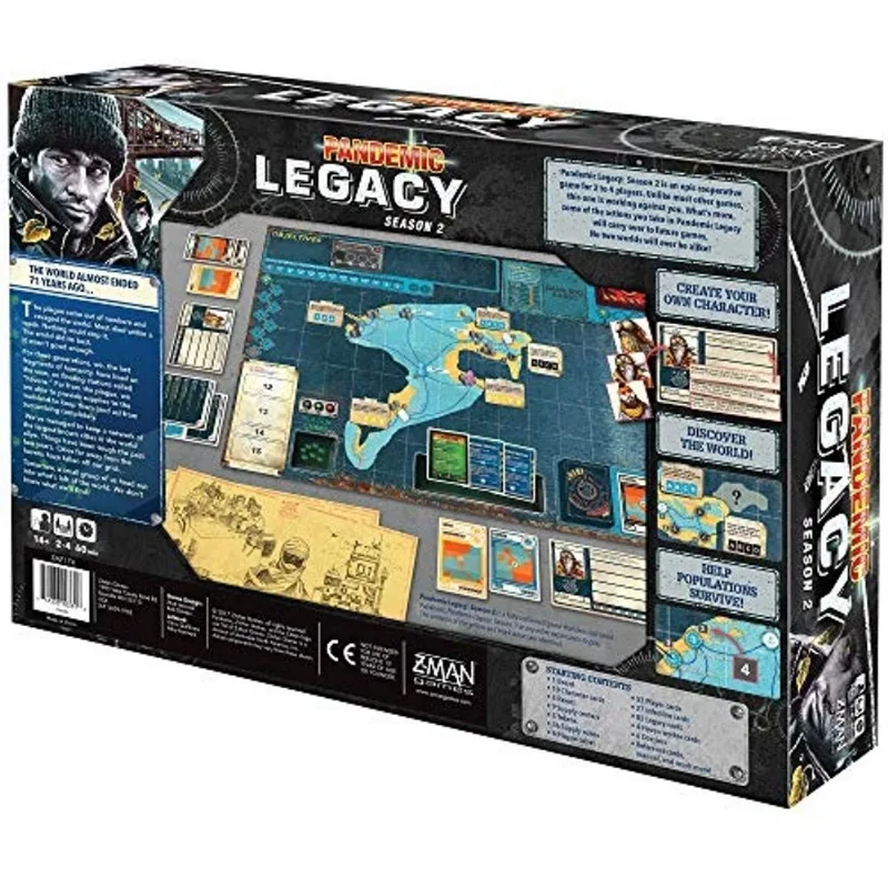 Pandemic Legacy Season 2 Black Edition Board Game Jogo de tabuleiro para adultos e familiar de Jogos de Tabuleiro Cooperativo Idade 13 + 2 a 4 jogadores Tempo médio de jogo 60 minutos Feito por Z-Man