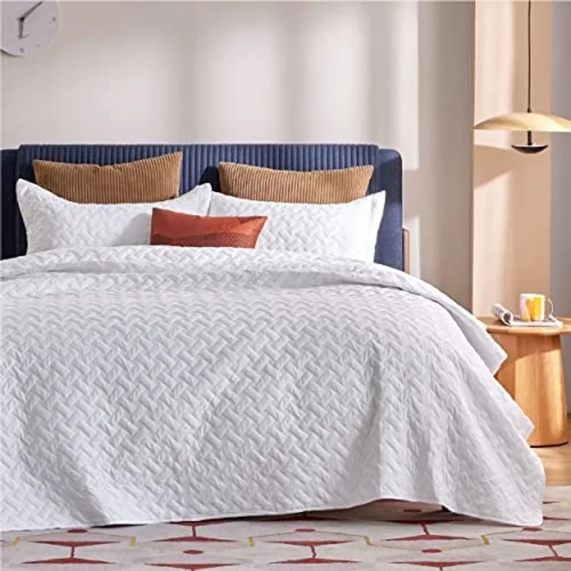 Bedsure White Quilt King Size - King Quilt Bedding Set 3 Peça- Colcha Leve & Tamanho do Rei da Capa (Inclui 1 Colcha, 2 Shams)