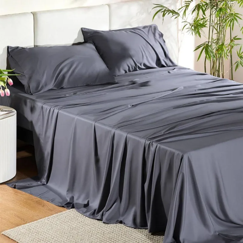 Bedsure Conjunto De Lençóis De Resfriamento Queen Cinza Esc.