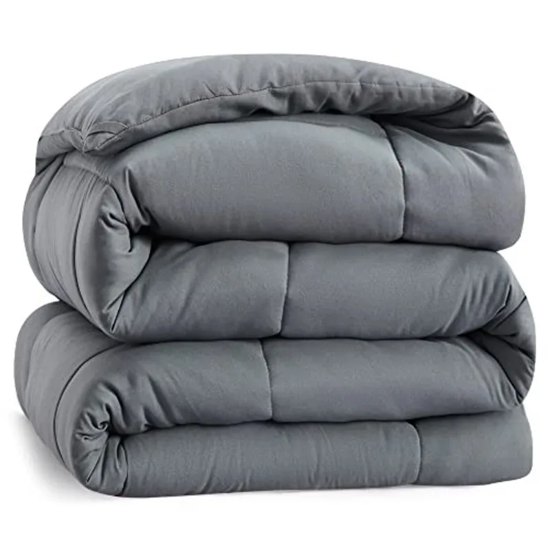 Bedsure Twin Comforter Edredom Insert Dark Grey - Quilted Beddding Comforters for Twin Bed, All Season Down Alternative Comforter Twin Size with Corner Tabs