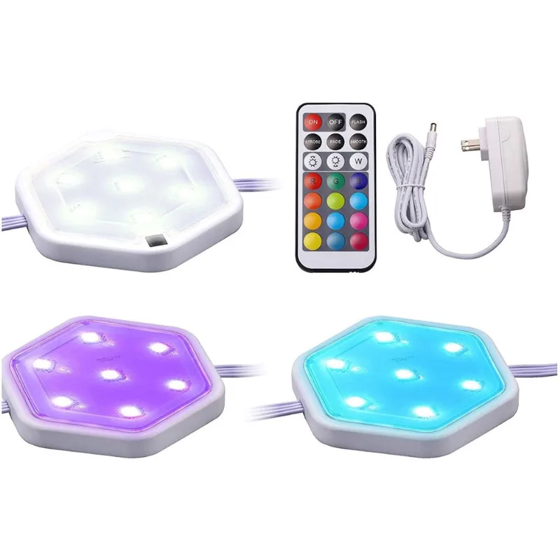 Preto + decker LEDUC-PUCK-3RGB Cor Mudando LED Puck Light Kit com Controle Remoto, Instalação Sem Ferramentas, Dimmable, 3-Pack, rgbw (Vermelho, Verde, Azul, Branco Legal)