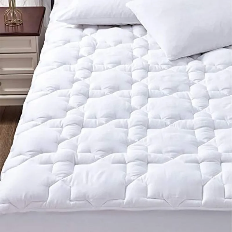 CozyLux King Colchão Almofada Deep Pocket Non Slip Colchão de Algodão Topper Respirável e Suave Acolchoado Tampa do Colchão Até 18 Travesseiro de Espessura 450GSM Cama Colchão Branco