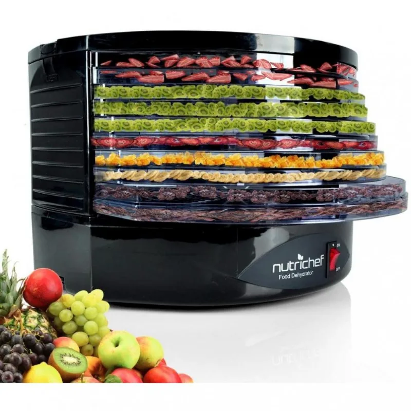 NutriChef Máquina Desidratadora de Alimentos com 5 bandejas, 250W 110V, Preta.