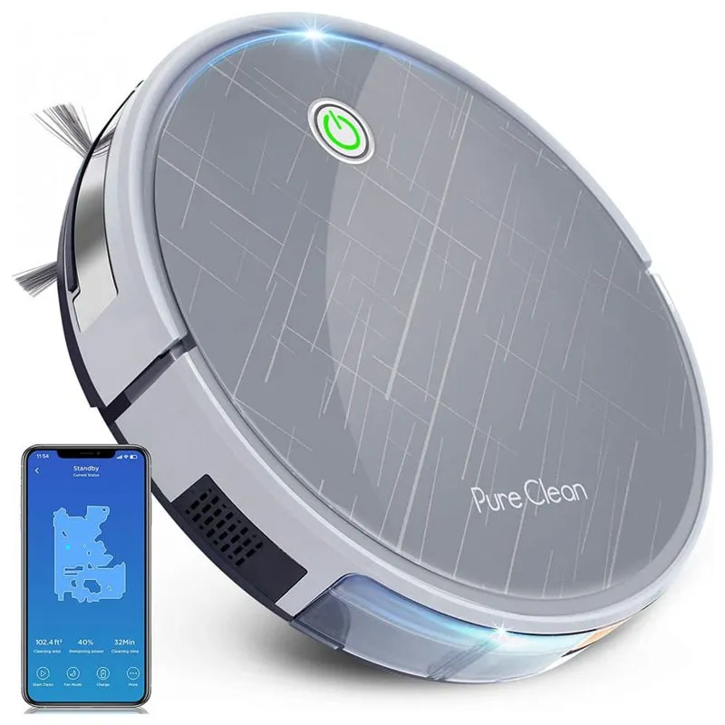 Aspirador de Pó Robô PureClean Inteligente e Automático com AutoCarga, Alexa e App Controle, 110V, Cinza