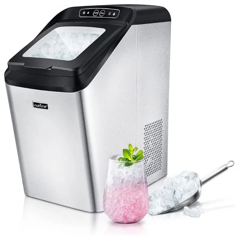 NutriChef NCICNUG Máquina de Gelo Automática Portátil Produz até 11kg, 24H, 110V, Cor Prata
