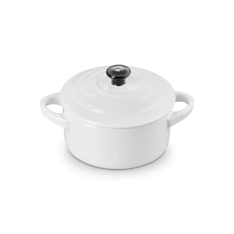 MINI COCOTTE LE CREUSET 250 ML 10CM PUXADOR PRETO BRANCO 71901100100100