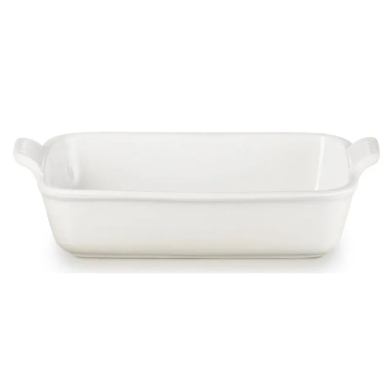 TRAVESSA RETANGULAR LE CREUSET HERITAGE 19CM EM CERÂMICA MERINGUE 71102197160001