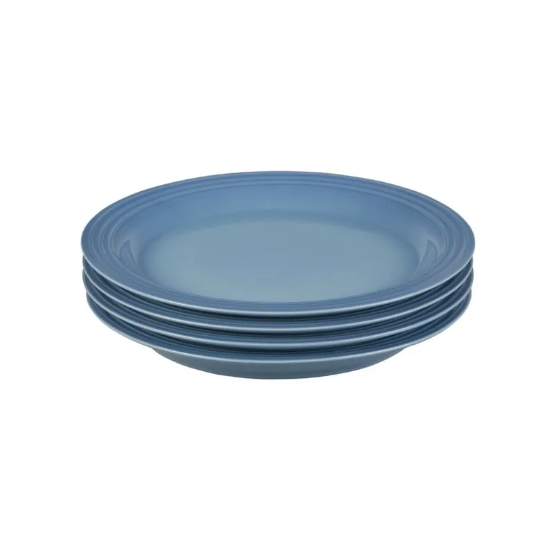 SET LE CREUSET 4 PRATOS RASOS 27CM EM CERÂMICA AZUL CHAMBRAY 79199274347080