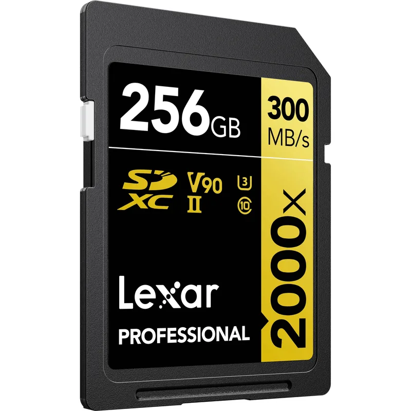 Cartão SDXC 256Gb Lexar Gold 2000x 8K 300Mb/s UHS-II V90 U3 Classe 10