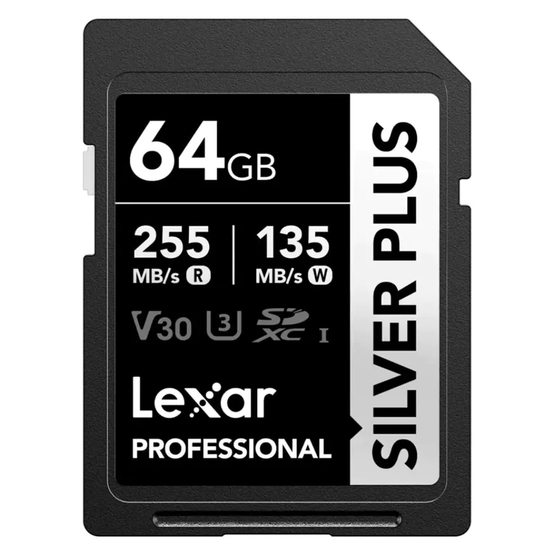 Cartão SDXC 64Gb Lexar Silver Plus 255mb/s UHS-I / V30 / U3 / Classe 10