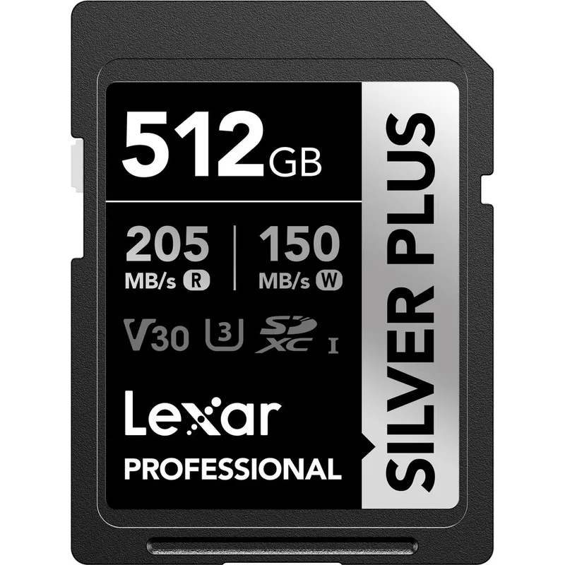 Cartão SDXC 512Gb Lexar Silver Plus 205Mb/s UHS-I / V30 / U3 / Classe 10