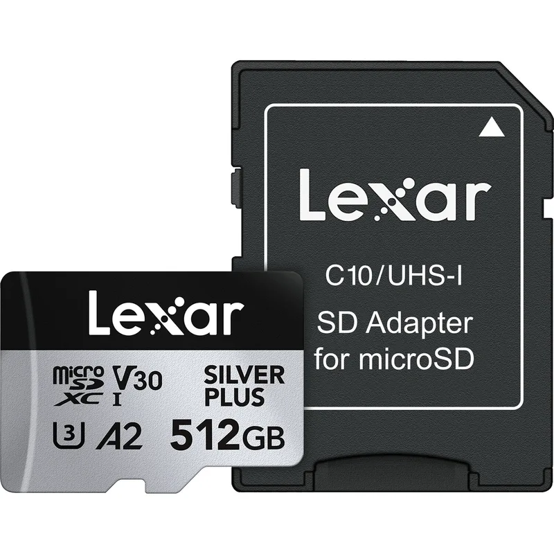 Cartão MicroSDXC 512Gb Lexar Silver Plus Profissional 4K 205Mb/s UHS-I / V30 / U3 / A2 / Classe 10