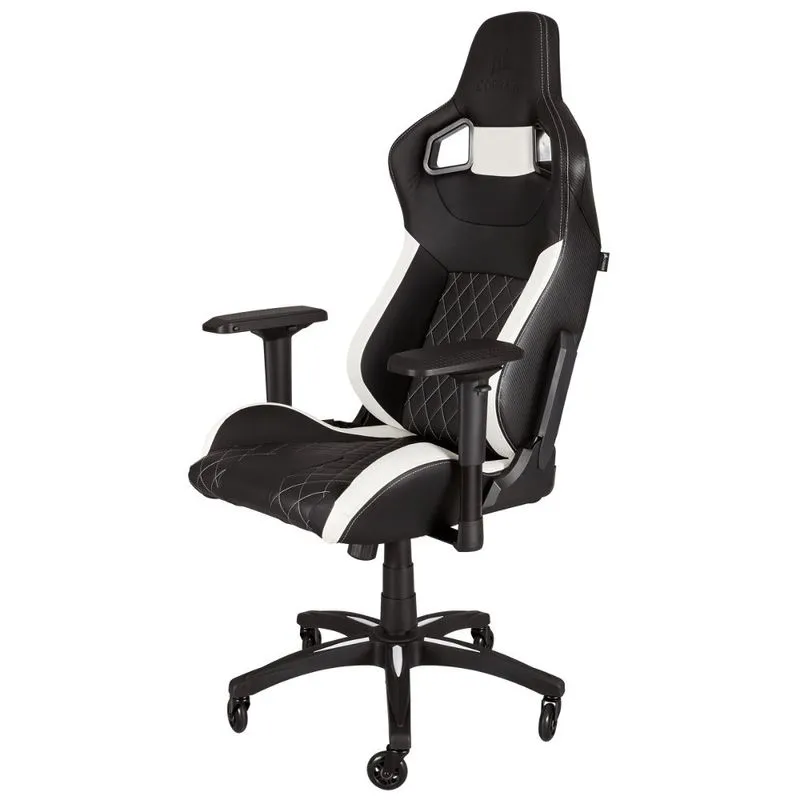 Cadeira Gamer Corsair T1 Race CF-9010002-WW (Preto/Branco, até 120kg, encosto e braços ajustáveis)