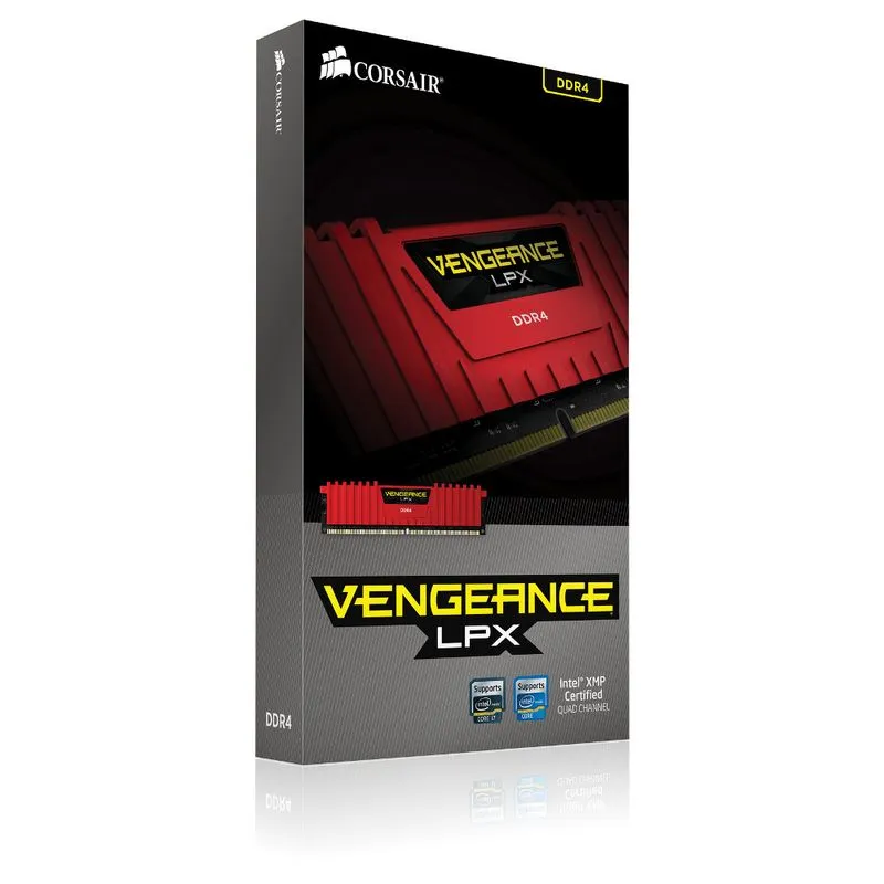 Memória DDR4 - 4GB (1x 4GB) / 2.400MHz - Corsair Vengeance LPX Red - CMK4GX4M1A2400C14R