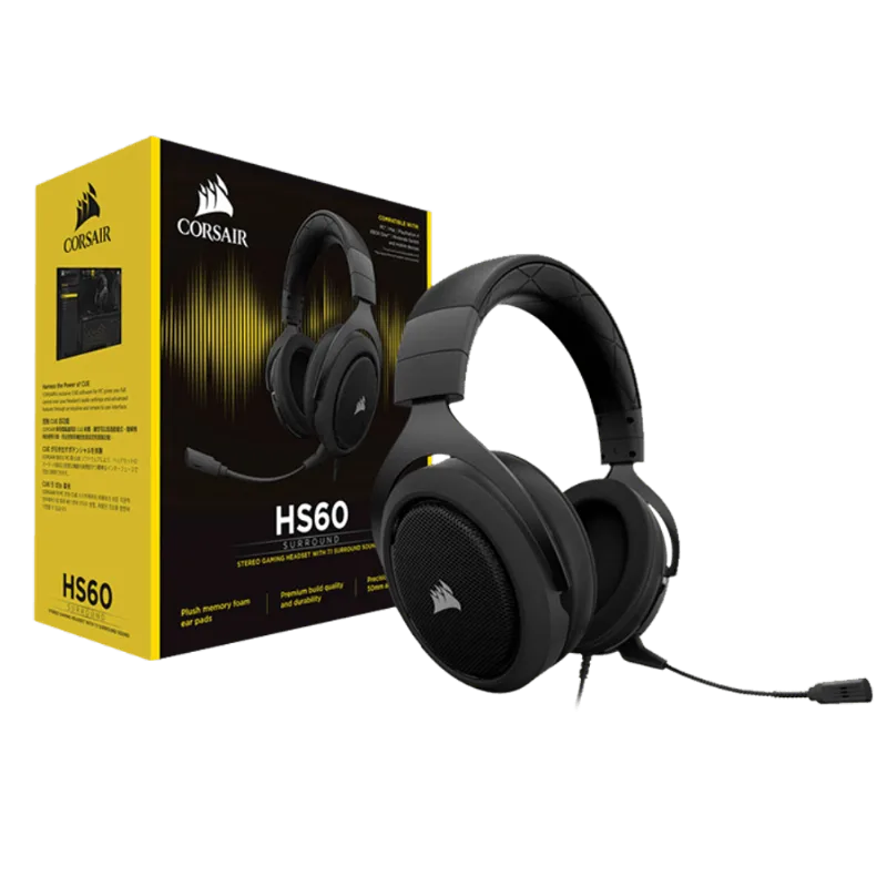 Headset Gamer HS60 Surround 7.1 Carbon Corsair CA-9011173-NA