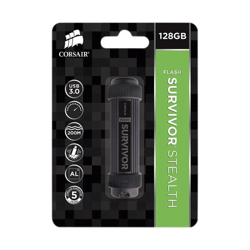 Pendrive USB 3.0 - 128GB - Corsair Flash Survivor Stealth Military Style - CMFSS3B-128GB