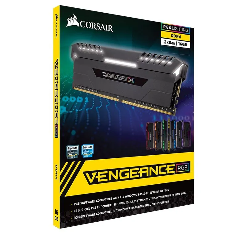 Memória DDR4 - 16GB (2x 8GB) / 3.000MHz - Corsair Vengeance RGB - CMR16GX4M2D3000C16