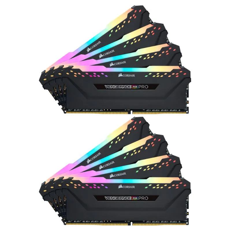 Memória DDR4 - 128GB (8x 16GB) / 3.200MHz Corsair Vengeance RGB PRO - CMW128GX4M8C3200C16
