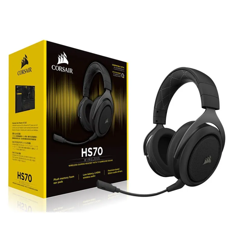 Headset Gamer Corsair CA-9011179-NA HS70 Wireless Surround 7.1 Preto CORSAIR